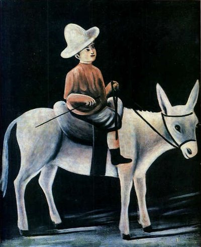 A Little Boy Riding a Donkey by Niko Pirosmani